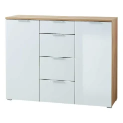 Wohnen Sideboards & Kommoden|Sideboards & Kommoden*135x105x40 Kombikommode in Weiß & Eiche - Reestyl