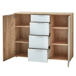 Wohnen Sideboards & Kommoden|Sideboards & Kommoden*135x105x40 Kombikommode in Weiß & Eiche - Reestyl