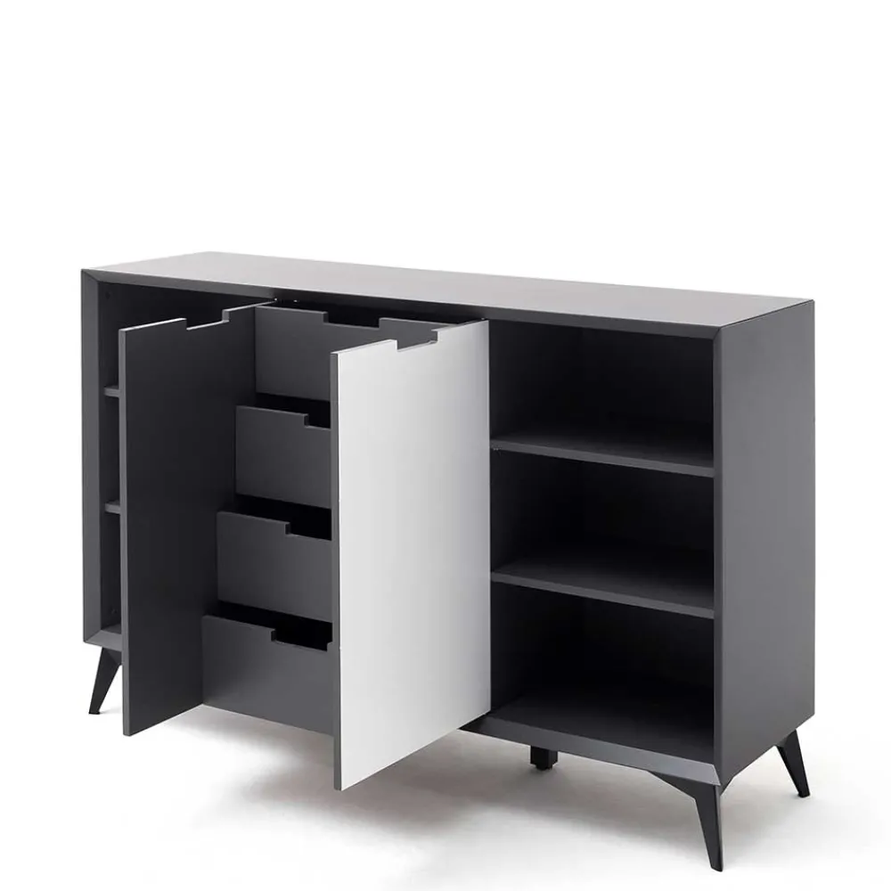 Wohnen 137x92x40 Kommode in Grau & Weiß - Vadids