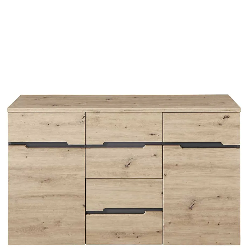 Wohnen Küchenschränke|Sideboards*135x82x38 Kommode in Wildeiche NB & Grau - Kuetra