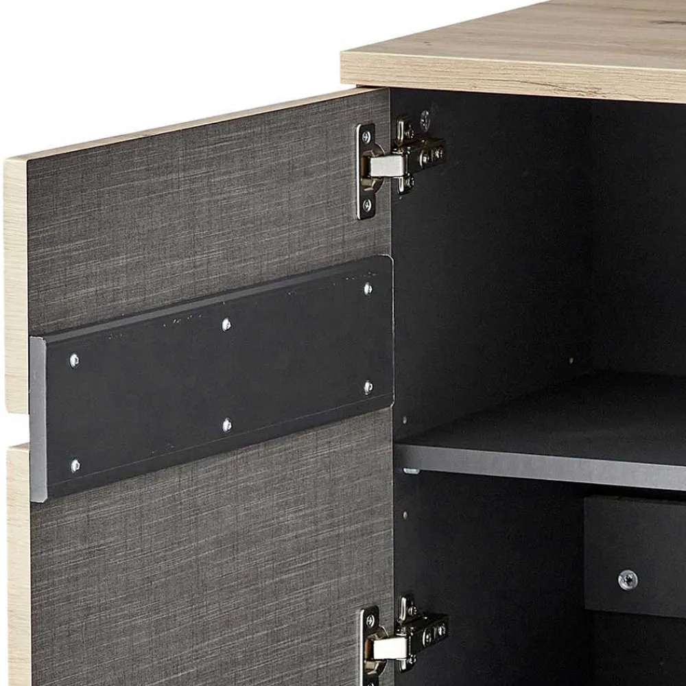 Wohnen Küchenschränke|Sideboards*135x82x38 Kommode in Wildeiche NB & Grau - Kuetra