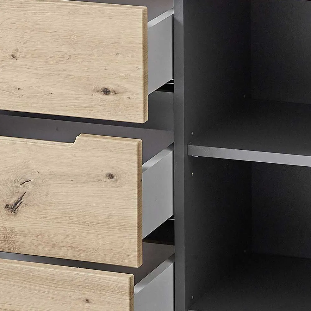 Wohnen Küchenschränke|Sideboards*135x82x38 Kommode in Wildeiche NB & Grau - Kuetra