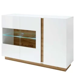 Wohnen Skandinavische Möbel|Sideboards & Kommoden*138x91x40 Kommode mit Glas 3-türig - Myrda