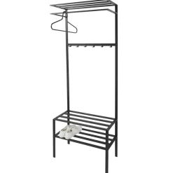 Wohnen Schwarze Möbel|Kleiderständer*70x178x29 Kompaktgarderobe aus Stahl in Schwarz - Cellja