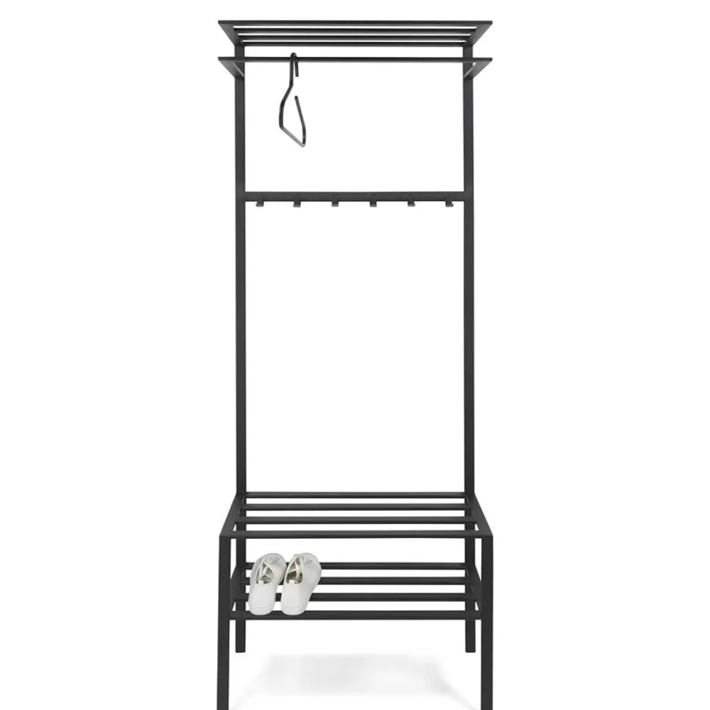 Wohnen Schwarze Möbel|Kleiderständer*70x178x29 Kompaktgarderobe aus Stahl in Schwarz - Cellja