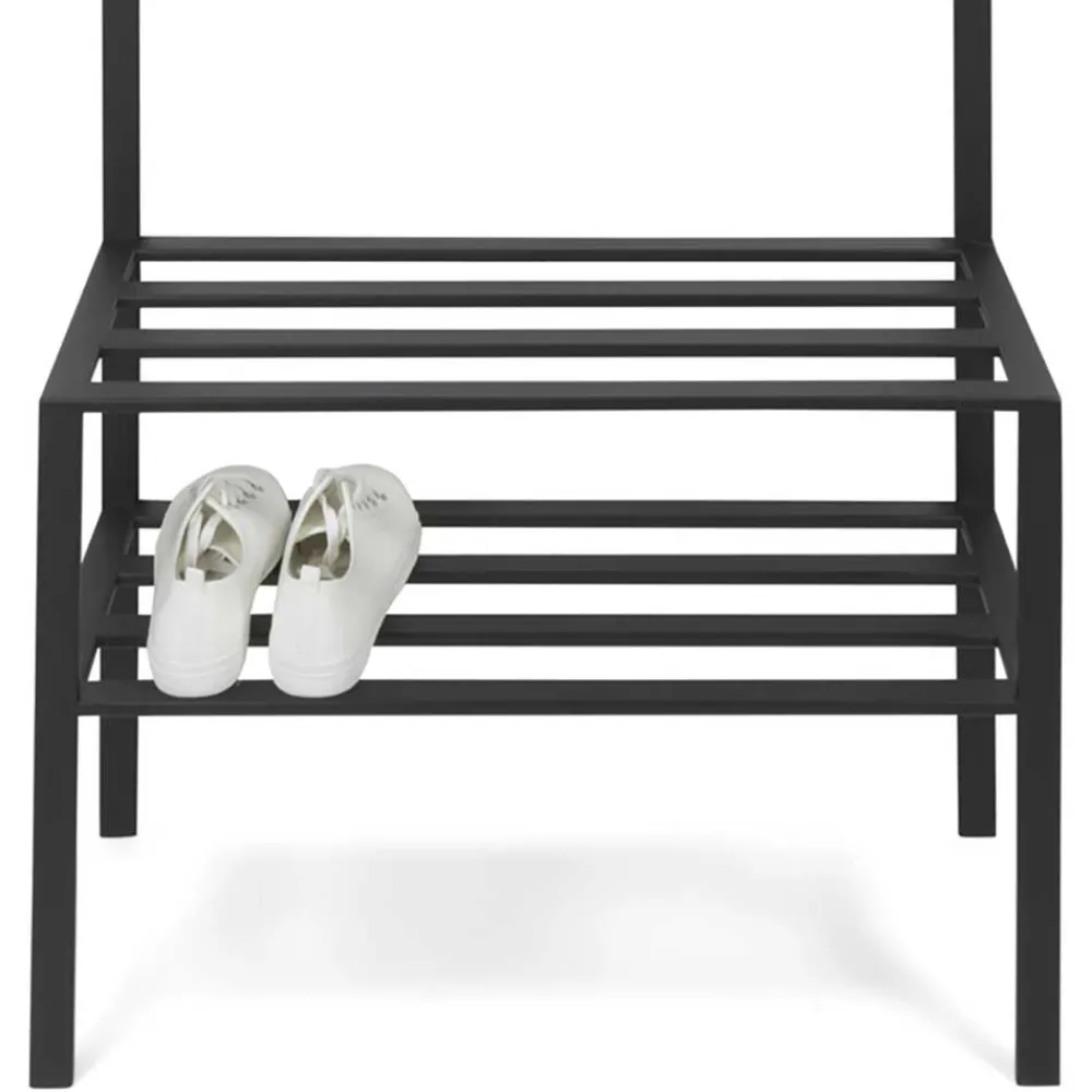 Wohnen Schwarze Möbel|Kleiderständer*70x178x29 Kompaktgarderobe aus Stahl in Schwarz - Cellja