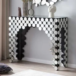 Wohnen Designermöbel*111x92x36 Konsolen Tisch aus Spiegelglas - Salva