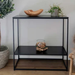 Wohnen 80x80x36 Konsoltisch aus Stahl in Schwarz - Esbessa