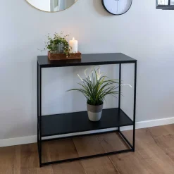 Wohnen 80x80x36 Konsoltisch aus Stahl in Schwarz - Esbessa