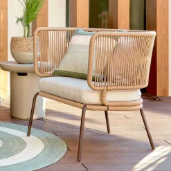 Wohnen 135x80x65 Kordelgeflecht Sofa mit Sitzpolster - Membres