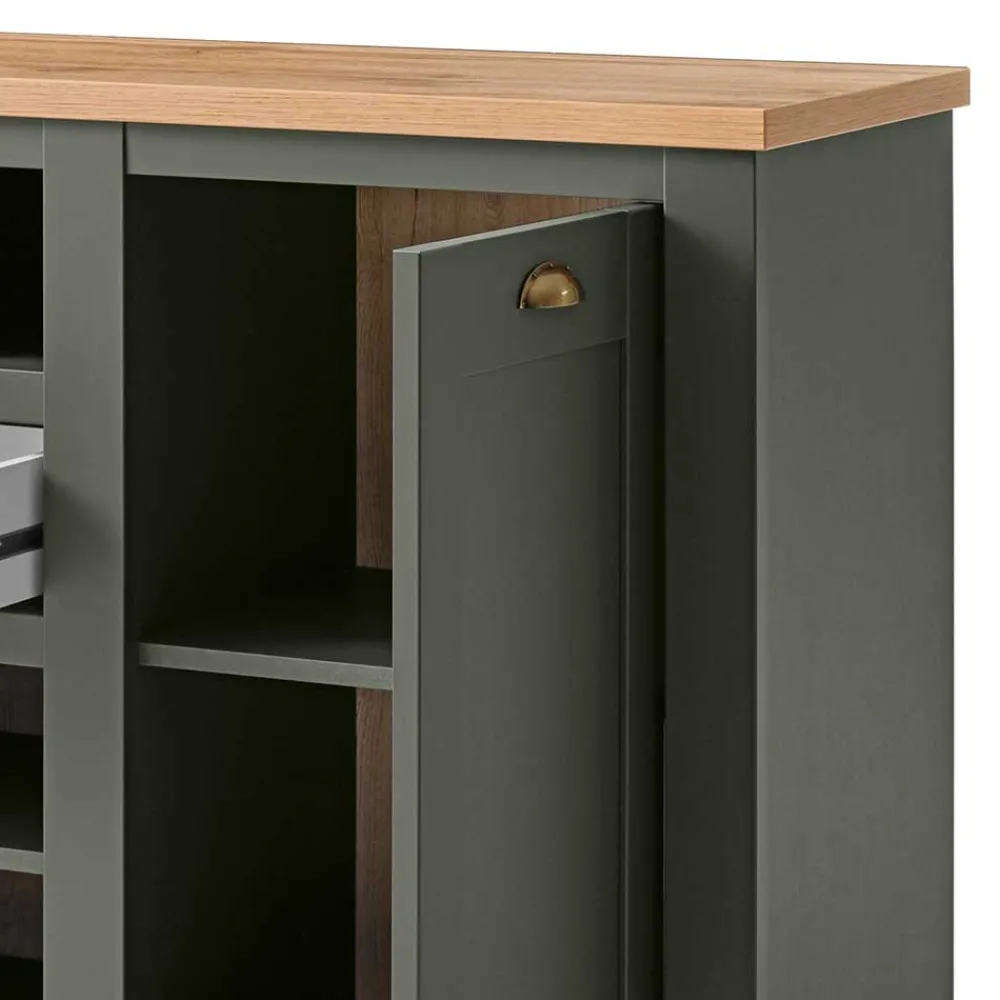 Wohnen 152x83x45 Landhaus Anrichte in Graugrün - Eylan