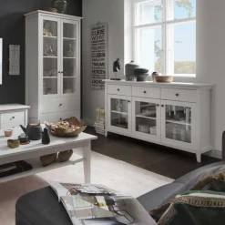 Wohnen Küchenschränke|Landhausmöbel*144x91x40 Landhaus Anrichte mit 3 Glastüren - Astinion