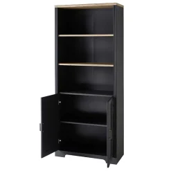 Wohnen Wohnzimmer-Regale|Büroregale*86x204x38 Landhaus Büroregal in Grau & Eiche - Joe