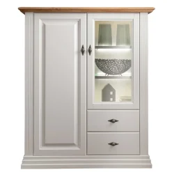 Wohnen 113x134x45 Landhaus Highboard mit Glas-Einsatz - Henry