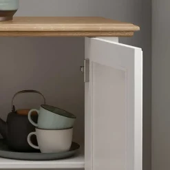Wohnen 157x91x45 Landhaus Kommode in Weiß & Eiche - Henry