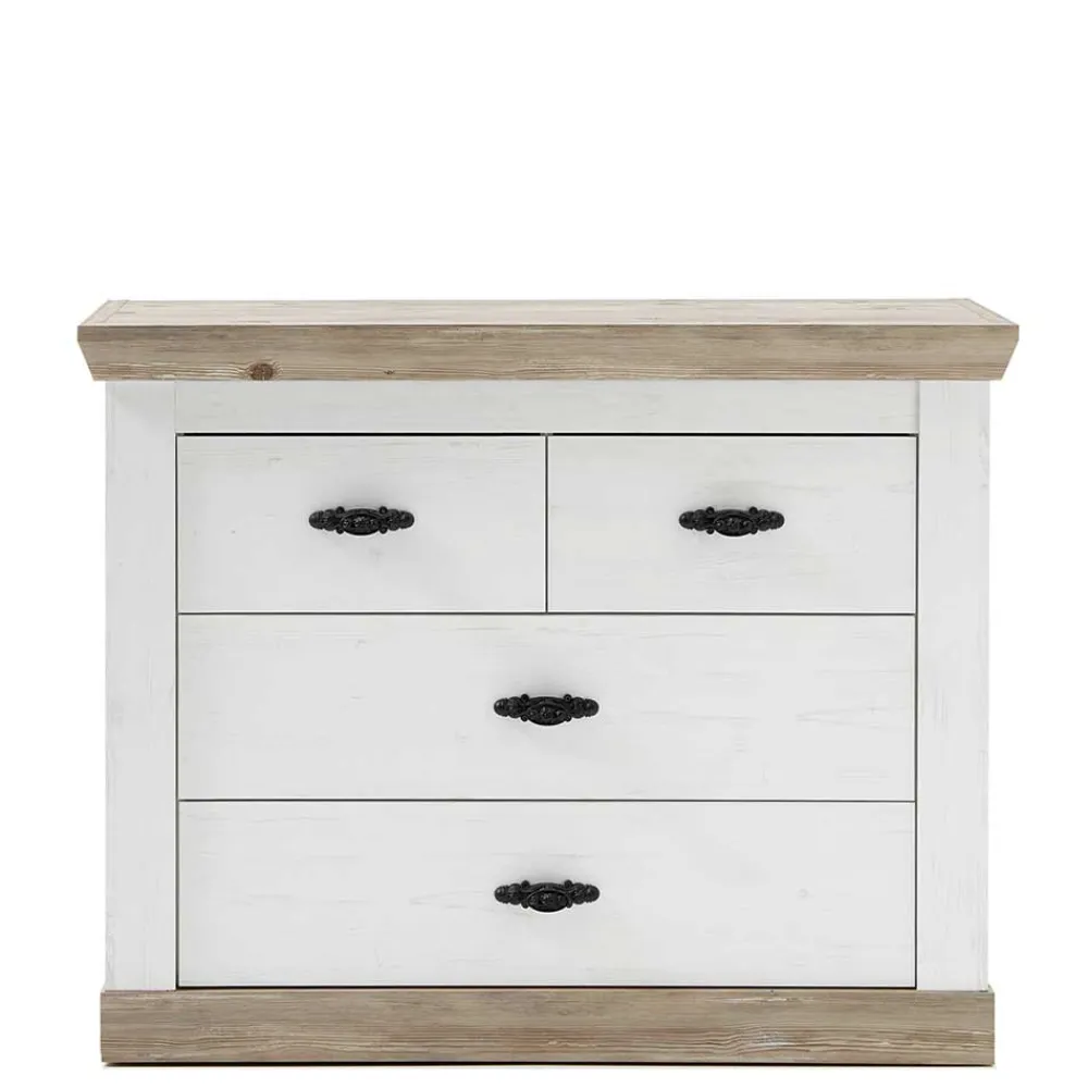 Wohnen Flurkommoden*107x84x45 Landhaus Kommode mit 4 Schubladen - Nedita