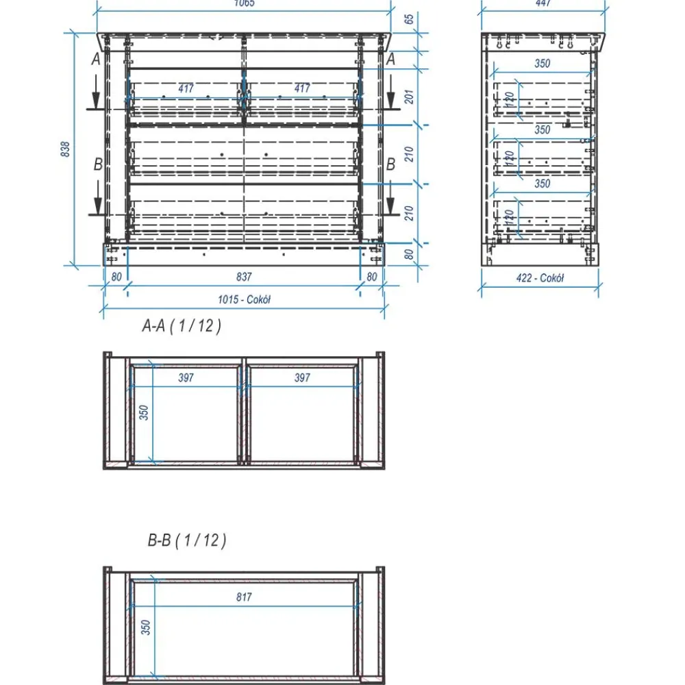 Wohnen Flurkommoden*107x84x45 Landhaus Kommode mit 4 Schubladen - Nedita
