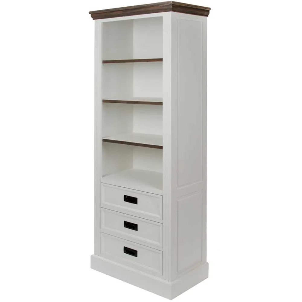 Wohnen 68x180x39 Landhaus Regal in Weiß & Graubraun - Bleaks