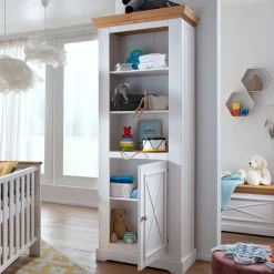 Kinder Wohnen 79x200x42 Landhaus Regal mit Tür & 3 Fächern - Envicron