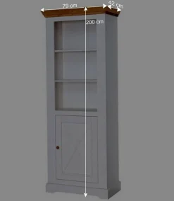 Kinder Wohnen 79x200x42 Landhaus Regal mit Tür & 3 Fächern - Envicron