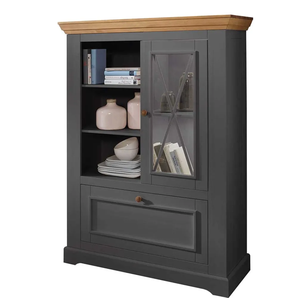 Wohnen 108x152x42 Landhaus Schrank in Grau - Ustricia