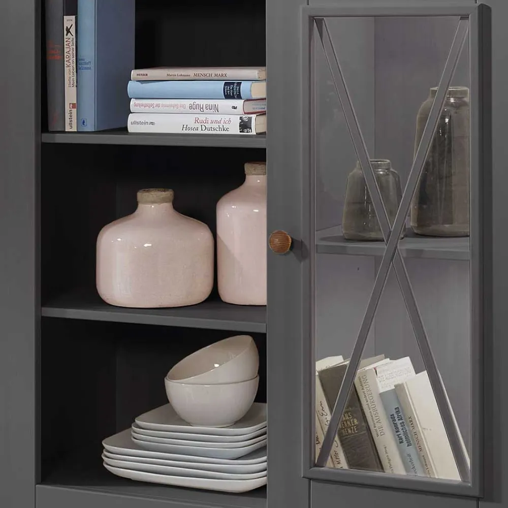 Wohnen 108x152x42 Landhaus Schrank in Grau - Ustricia