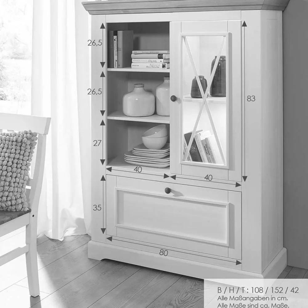 Wohnen 108x152x42 Landhaus Schrank in Grau - Ustricia