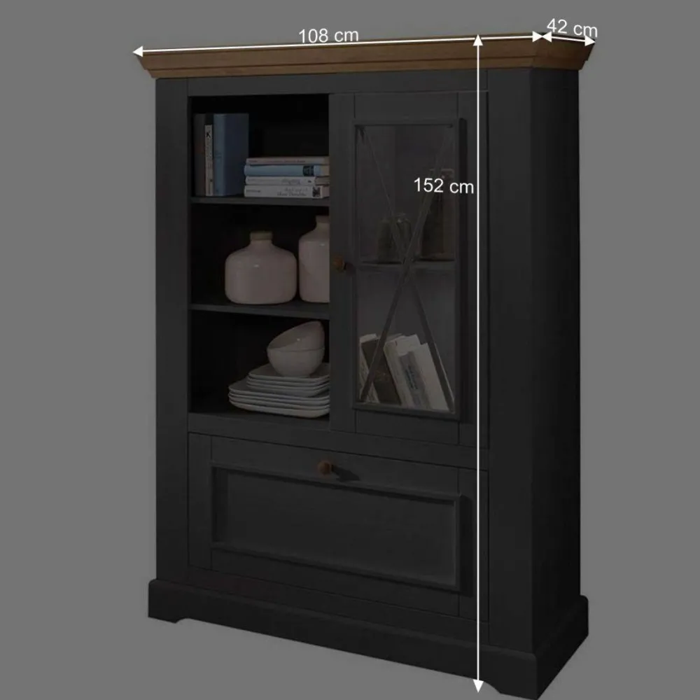 Wohnen 108x152x42 Landhaus Schrank in Grau - Ustricia