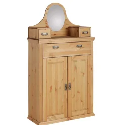 Wohnen 90x175x37 Landhaus Schrank mit Spiegel in Oval - Inhusa