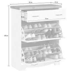 Wohnen Schuhschränke*85x109x37 Landhaus Schuhkommode aus Kiefer - Ostanzia