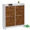 Wohnen Schuhschränke*92x100x25 Landhaus Schuhschrank mit 4 Klappen - Volbra