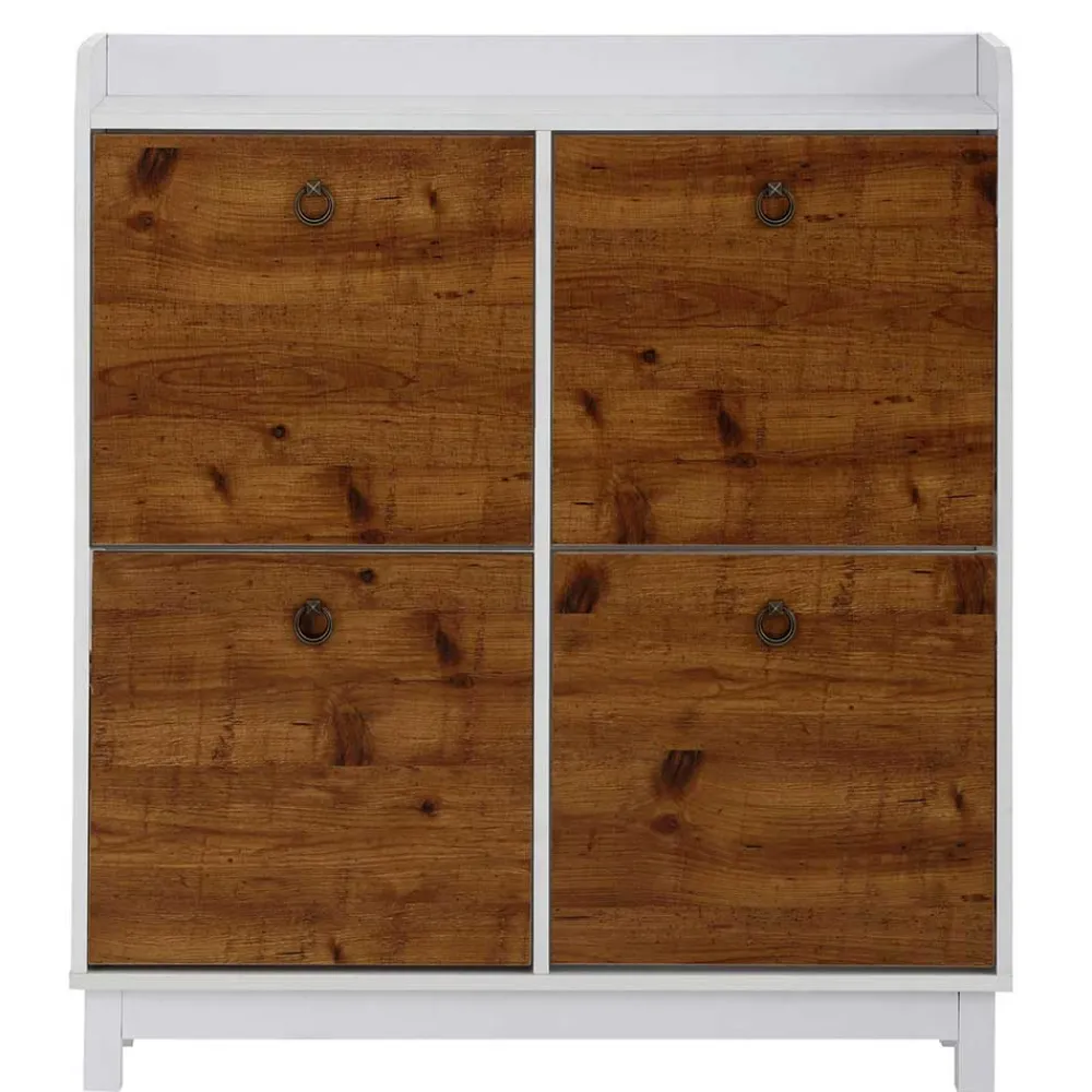 Wohnen Schuhschränke*92x100x25 Landhaus Schuhschrank mit 4 Klappen - Volbra