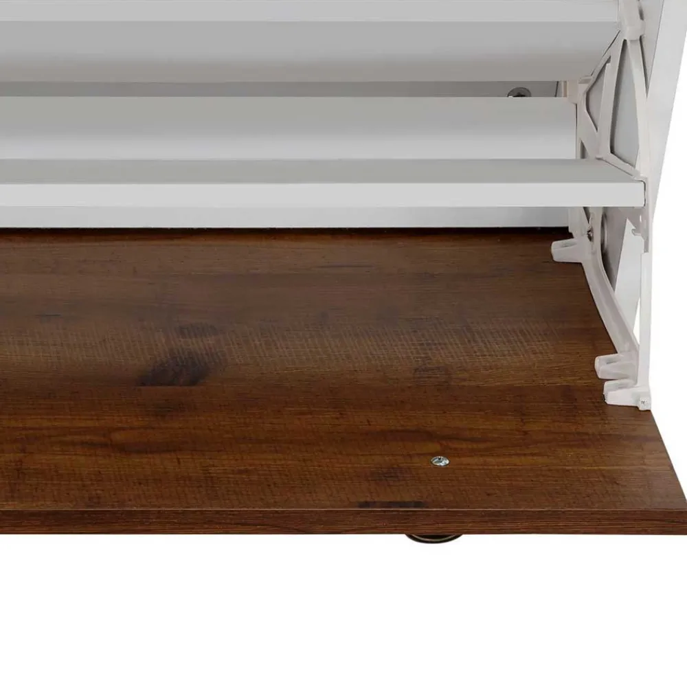 Wohnen Schuhschränke*92x100x25 Landhaus Schuhschrank mit 4 Klappen - Volbra