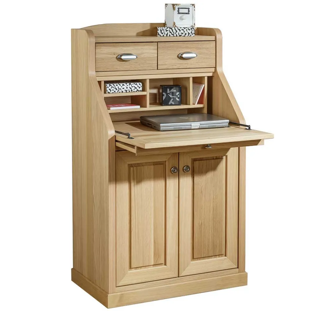 Wohnen 70x120x45 Landhaus Sekretär in Eiche - Mapilia