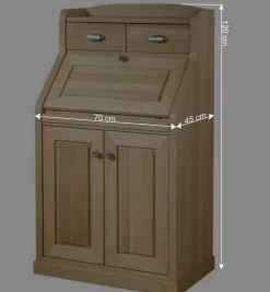 Wohnen 70x120x45 Landhaus Sekretär in Eiche - Mapilia
