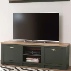 Wohnen Landhausmöbel|Tv & Hifi-Möbel*152x51x45 Landhaus TV Board in Graugrün - Eylan