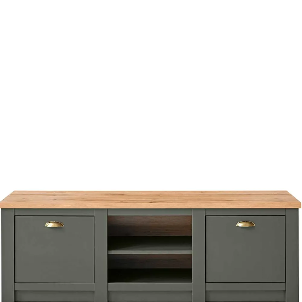 Wohnen Landhausmöbel|Tv & Hifi-Möbel*152x51x45 Landhaus TV Board in Graugrün - Eylan