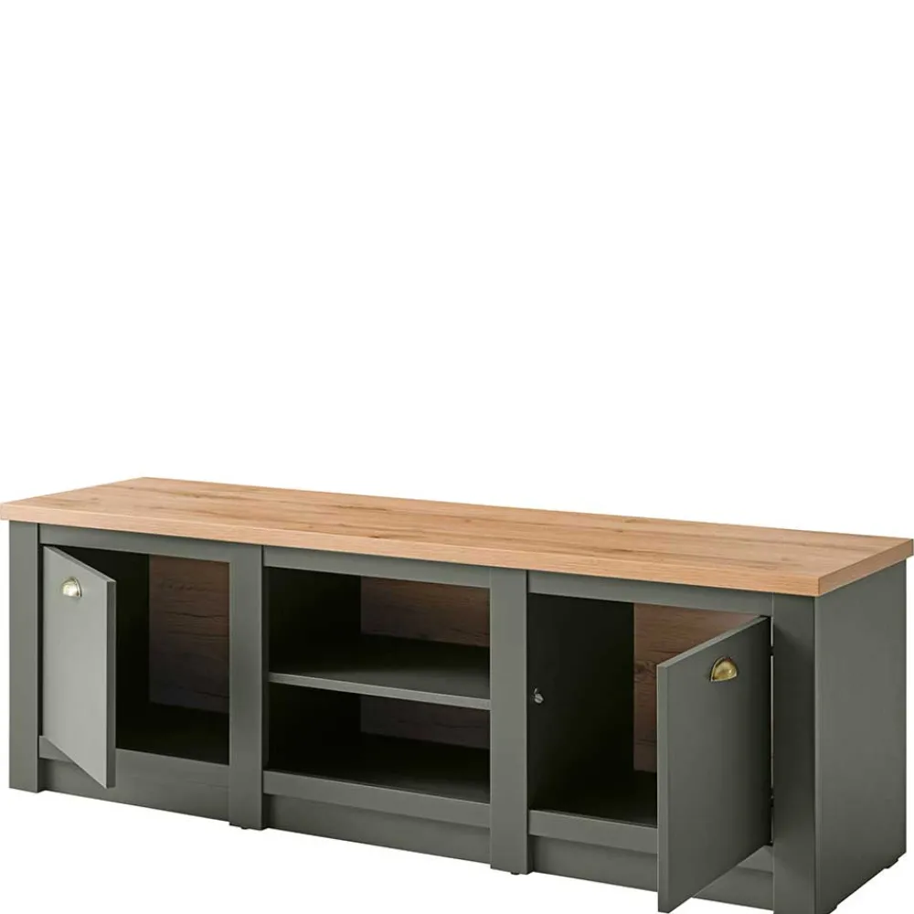 Wohnen Landhausmöbel|Tv & Hifi-Möbel*152x51x45 Landhaus TV Board in Graugrün - Eylan