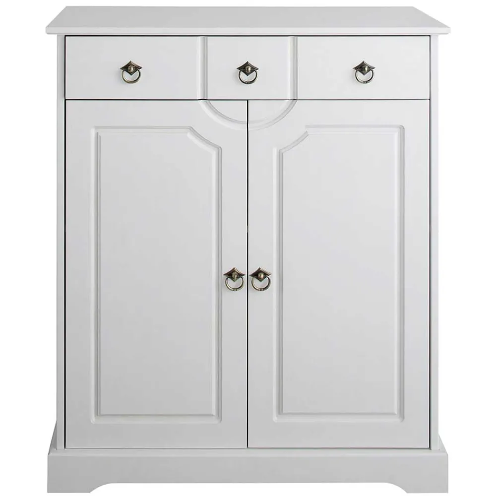 Wohnen 81x93x37 Landhaus Vertiko in Weiß gewachst - Vesrav