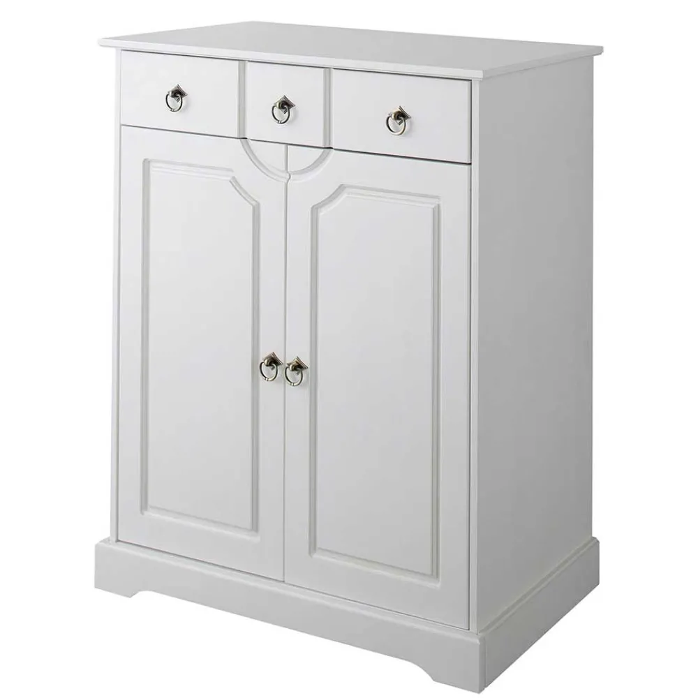 Wohnen 81x93x37 Landhaus Vertiko in Weiß gewachst - Vesrav