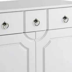 Wohnen 81x93x37 Landhaus Vertiko in Weiß gewachst - Vesrav