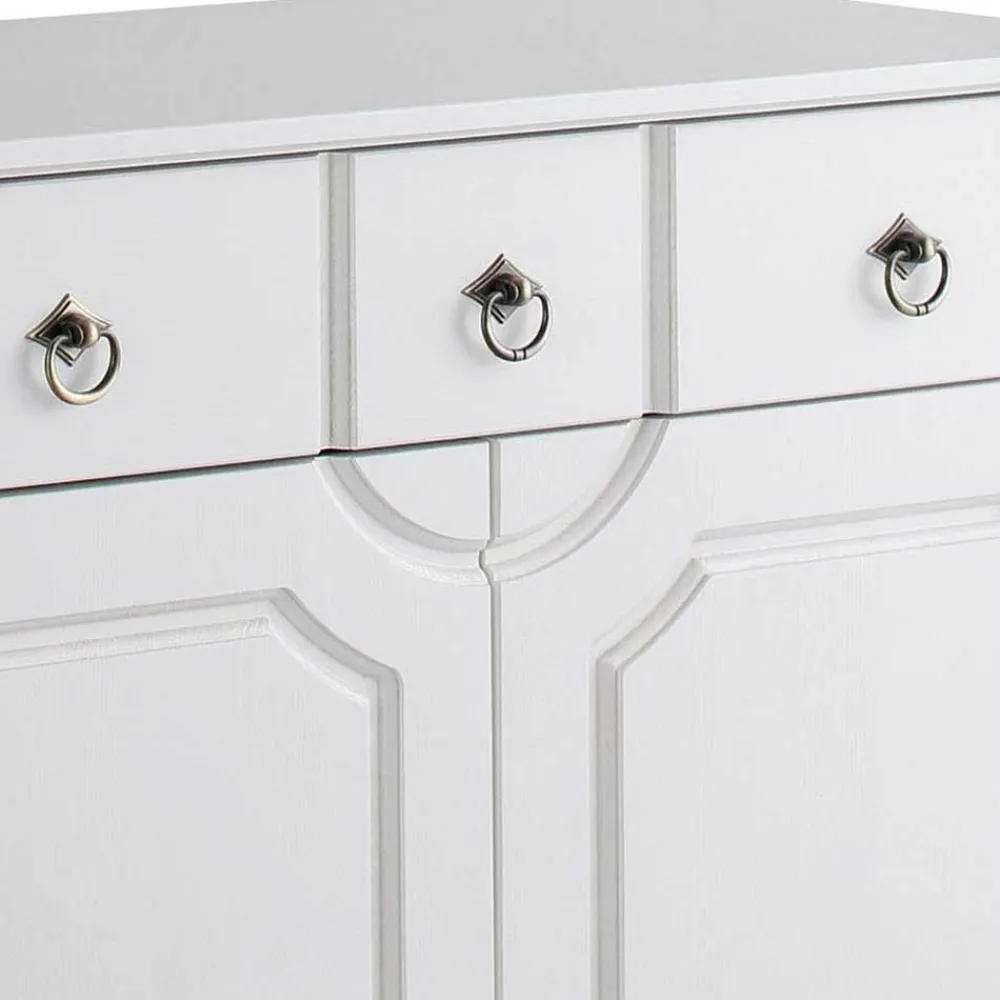 Wohnen 81x93x37 Landhaus Vertiko in Weiß gewachst - Vesrav