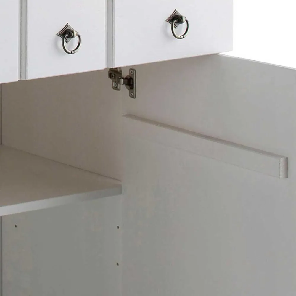 Wohnen 81x93x37 Landhaus Vertiko in Weiß gewachst - Vesrav