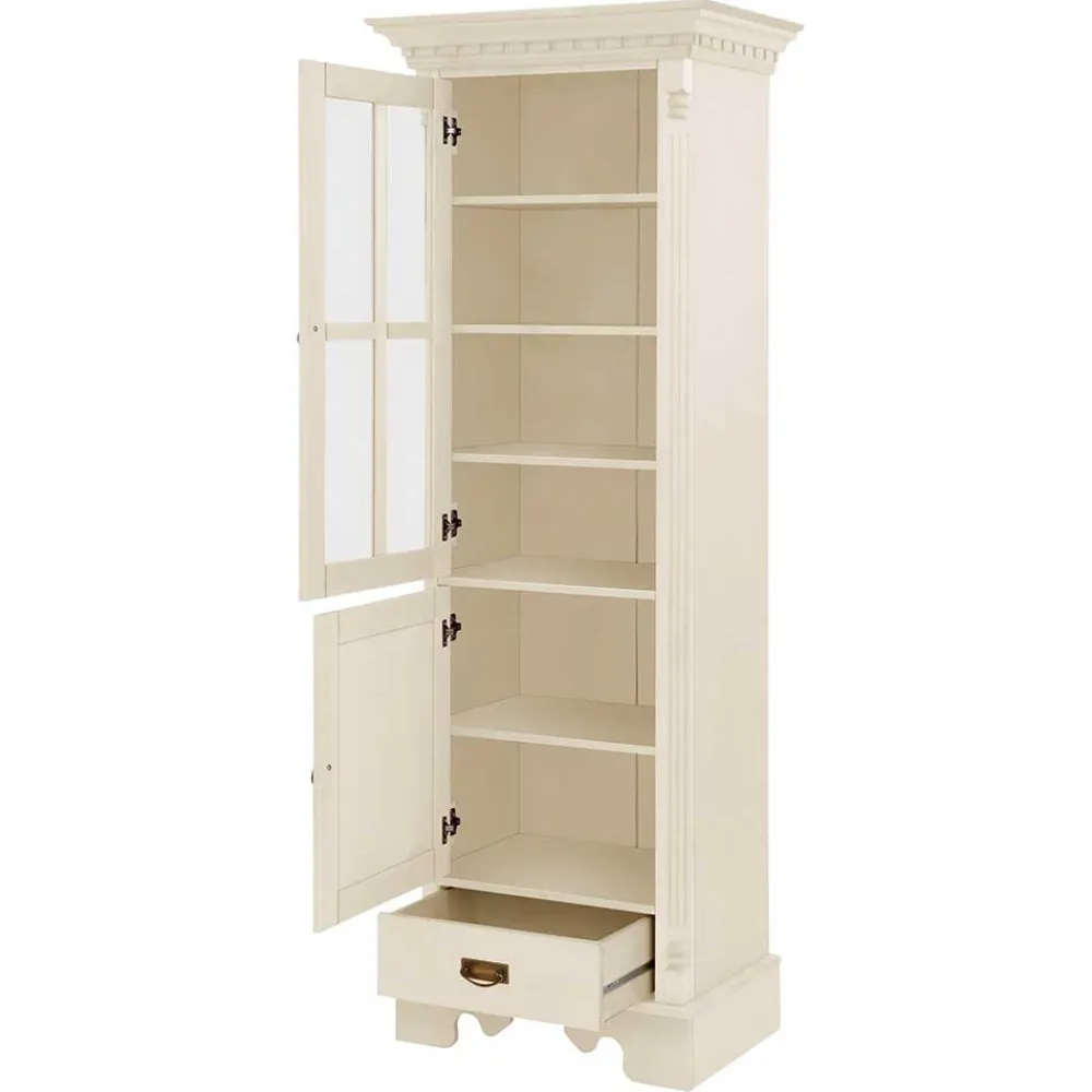 Wohnen 70x203x45 Landhaus Vitrine in Creme - Rospus