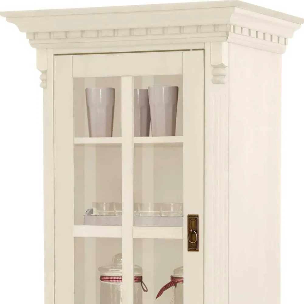 Wohnen 70x203x45 Landhaus Vitrine in Creme - Rospus