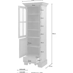 Wohnen 70x203x45 Landhaus Vitrine in Creme - Rospus