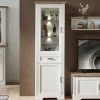 Wohnen Vitrinen|Wohnzimmer-Vitrinen*66x204x42 Landhaus Vitrine mit Licht - Sinolita