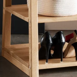 Wohnen 85x190x60 Massivholz Garderobenständer aus Eiche - Acneza