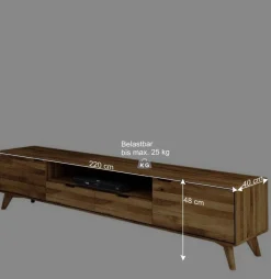 Wohnen Tv & Hifi-Möbel|Tv & Hifi-Möbel*220x48x40 Massivholz TV Board in Natur geölt - Eavy