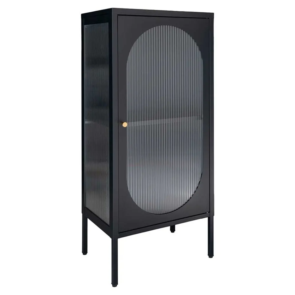 Wohnen Loft Möbel|Industrial Möbel*50x110x35 Metallschrank mit Glastür modern - Gabadoza